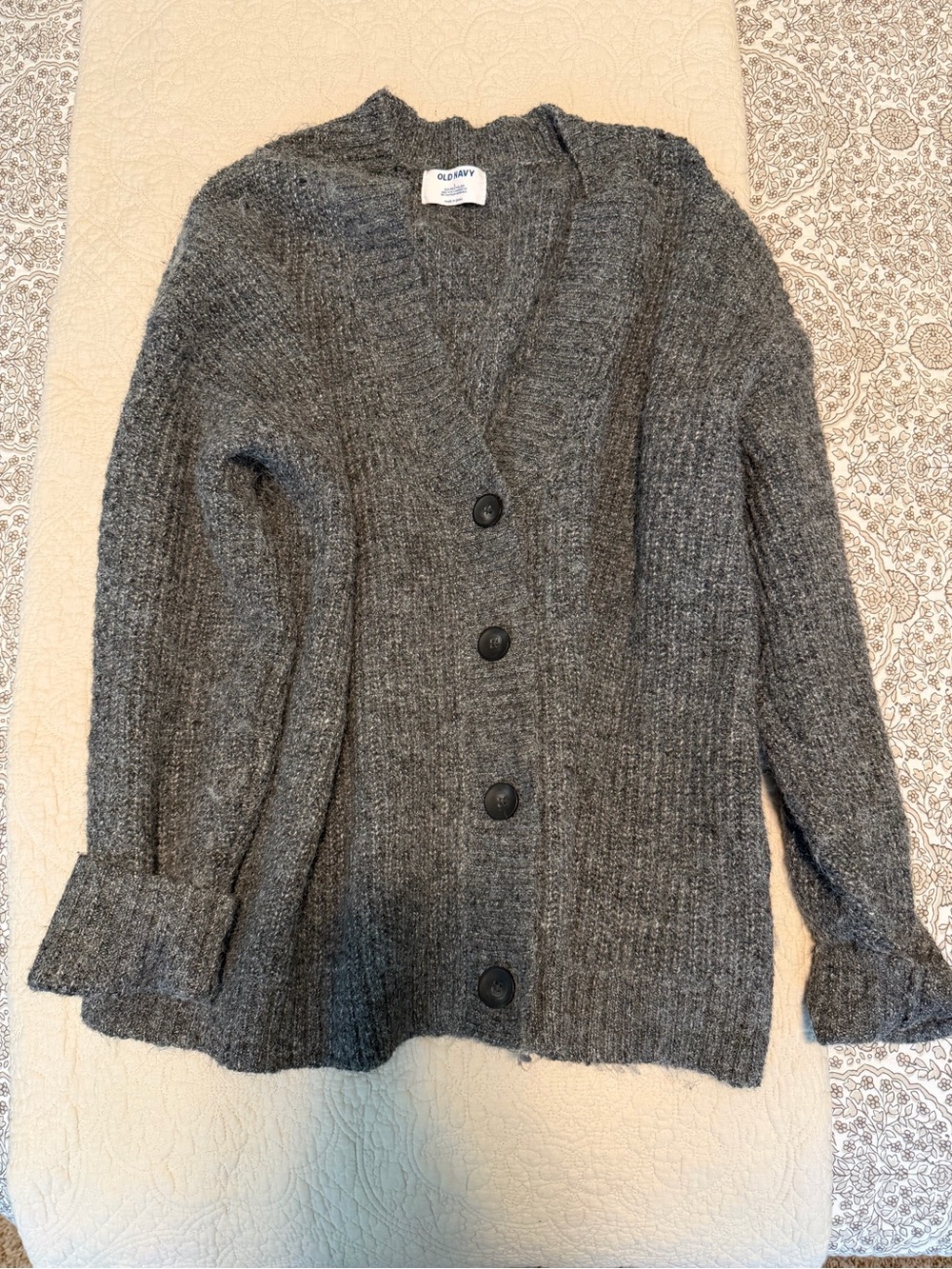 Old Navy Oversized Dark Gray Ribbed Button-Up Women's Cardigan